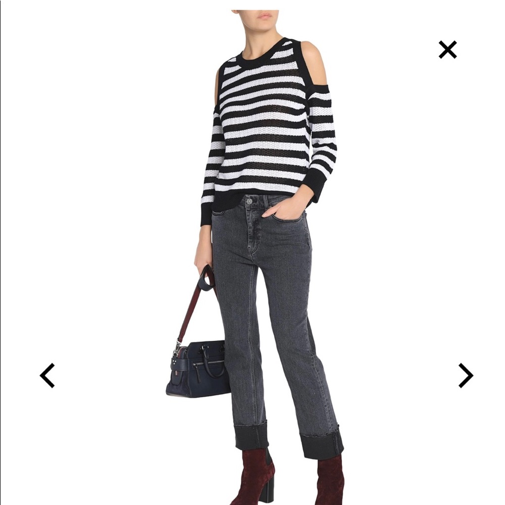 Rag and bone cold shoulder B&W striped sweater
